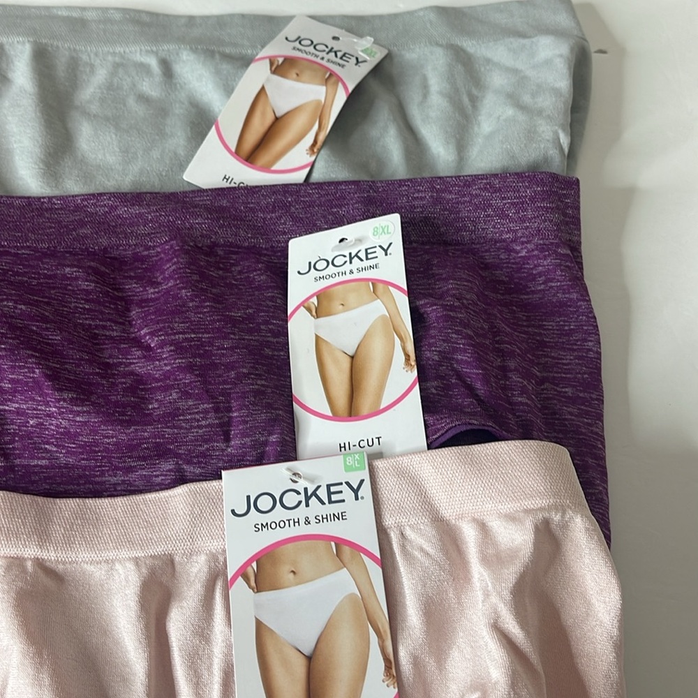Jockey Smooth & Shine Hi-Cut Panties 3 Pairs Size XL / 8 - Picture 2 of 9